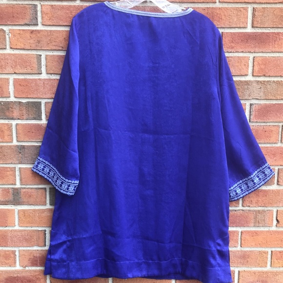 Soft Surroundings Safiya Royal Blue Embroidered Tunic Top size Large - Picture 5 of 16